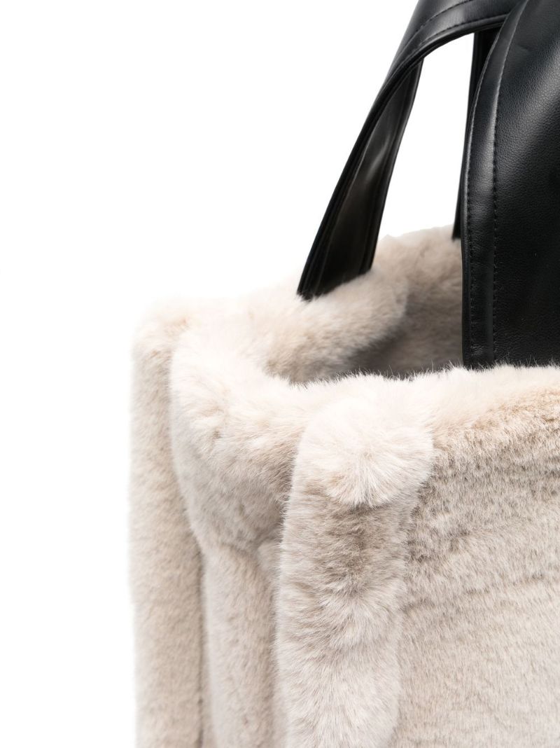 Neutral Delphine Faux-fur Tote Bag
