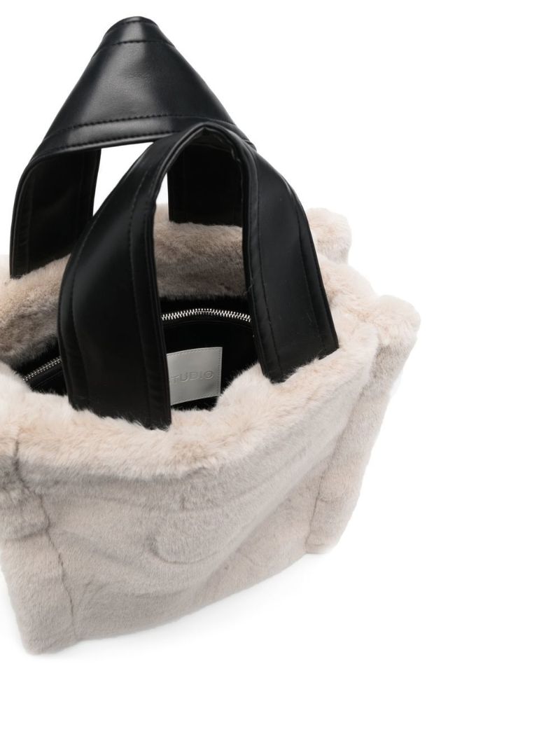 Neutral Delphine Faux-fur Tote Bag