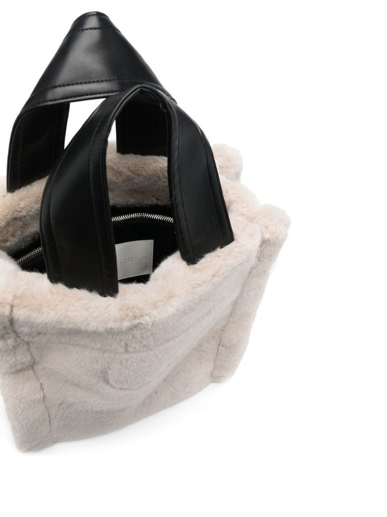 Neutral Delphine Faux-fur Tote Bag