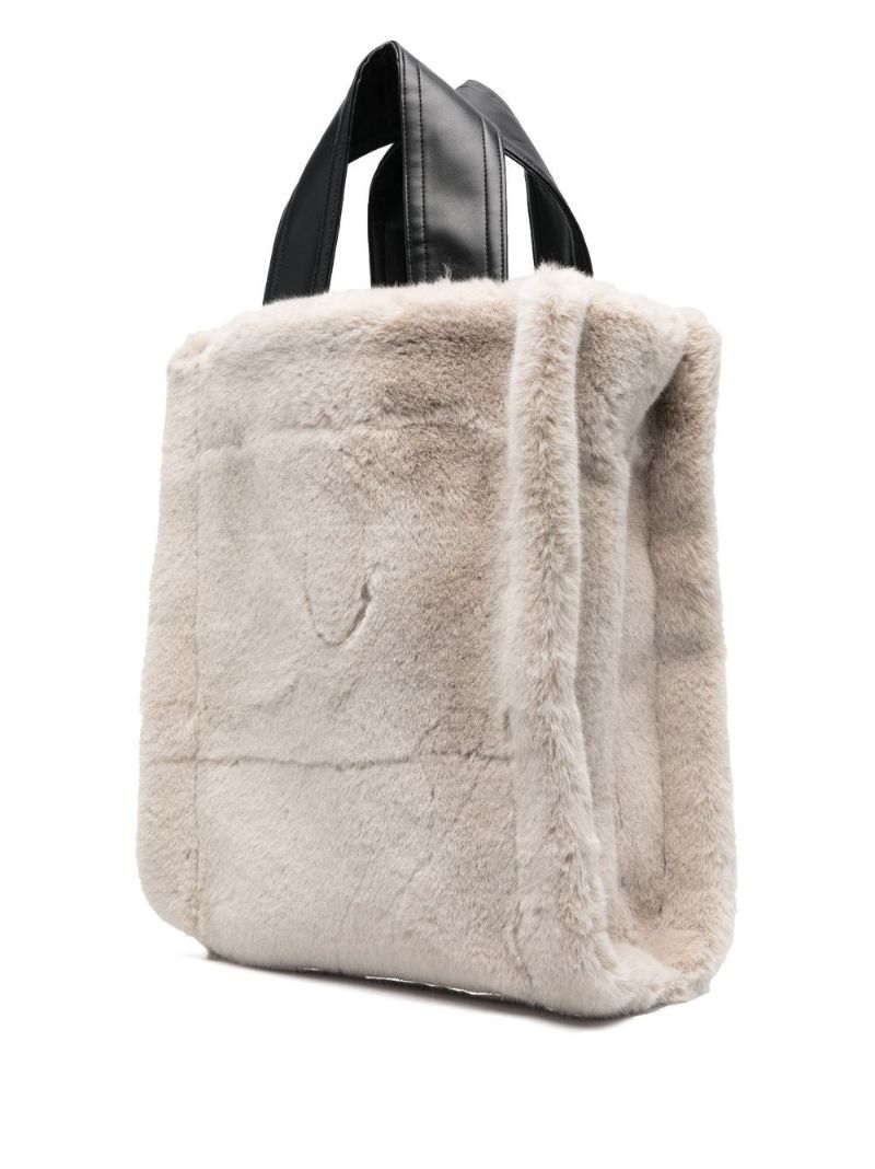 Neutral Delphine Faux-fur Tote Bag