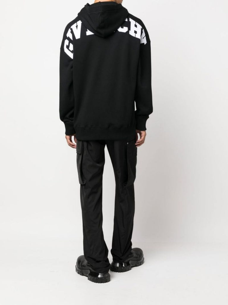 Black Logo Cotton Fleece Hoodie