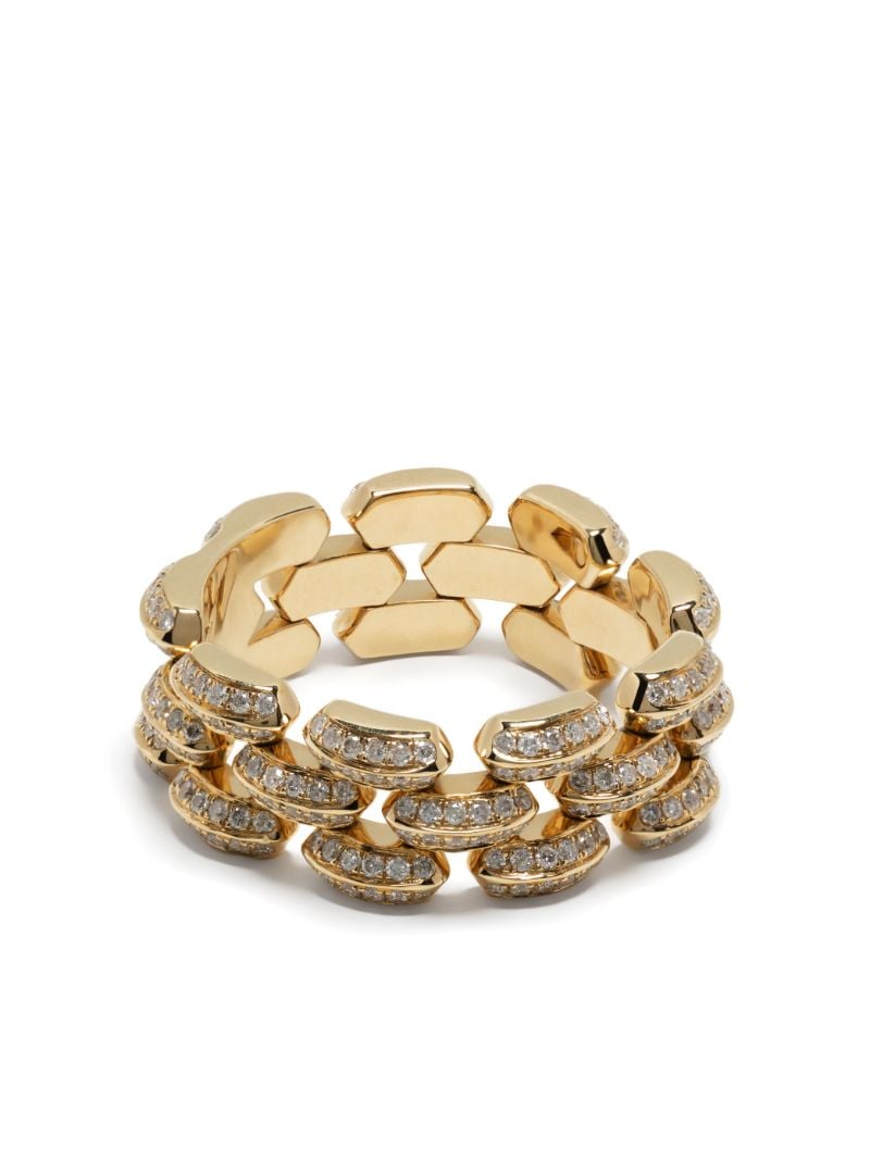 18k Yellow Gold Cleo Three Row PavÃ_x0083_Â© Diamond Ring