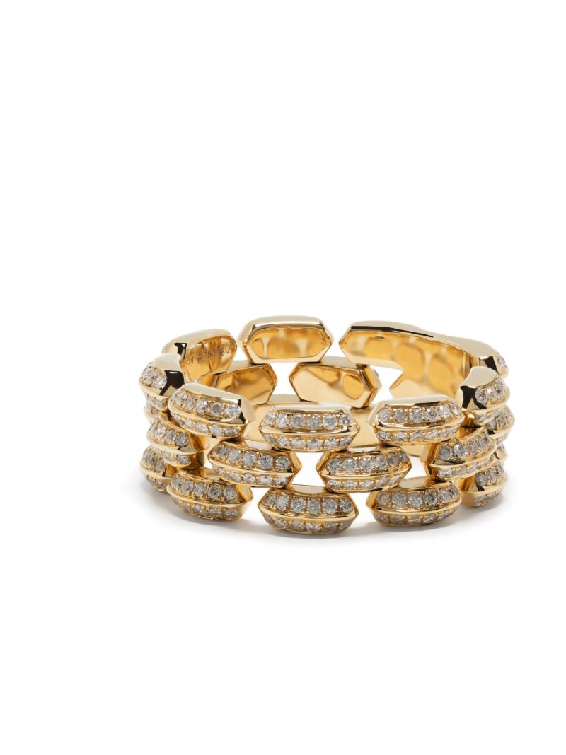 18k Yellow Gold Cleo Three Row PavÃ_x0083_Â© Diamond Ring