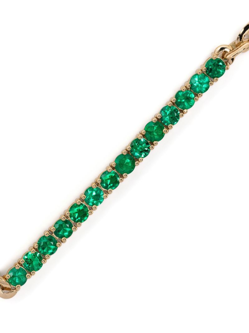 18k Yellow Gold Xs Knife Edge Link Emerald Tennis Bracelet