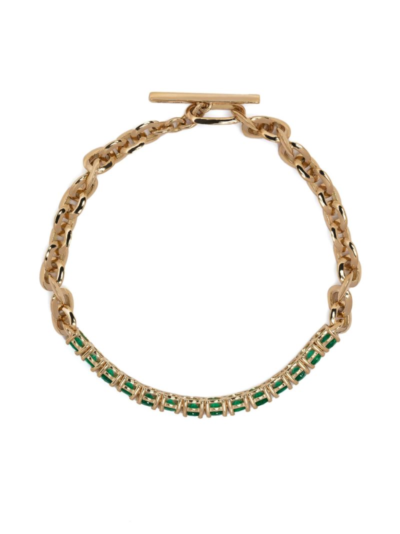 18k Yellow Gold Xs Knife Edge Link Emerald Tennis Bracelet