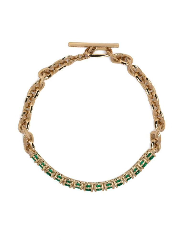 18k Yellow Gold Xs Knife Edge Link Emerald Tennis Bracelet