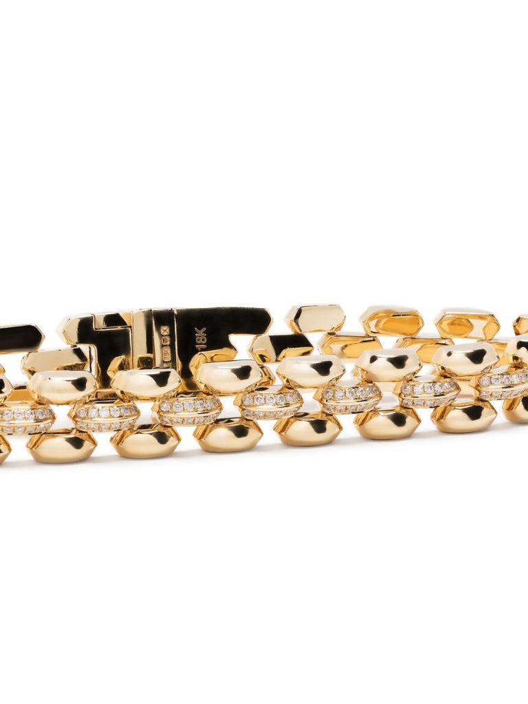 18k Yellow Gold Three Row Cleo Diamond Bracelet