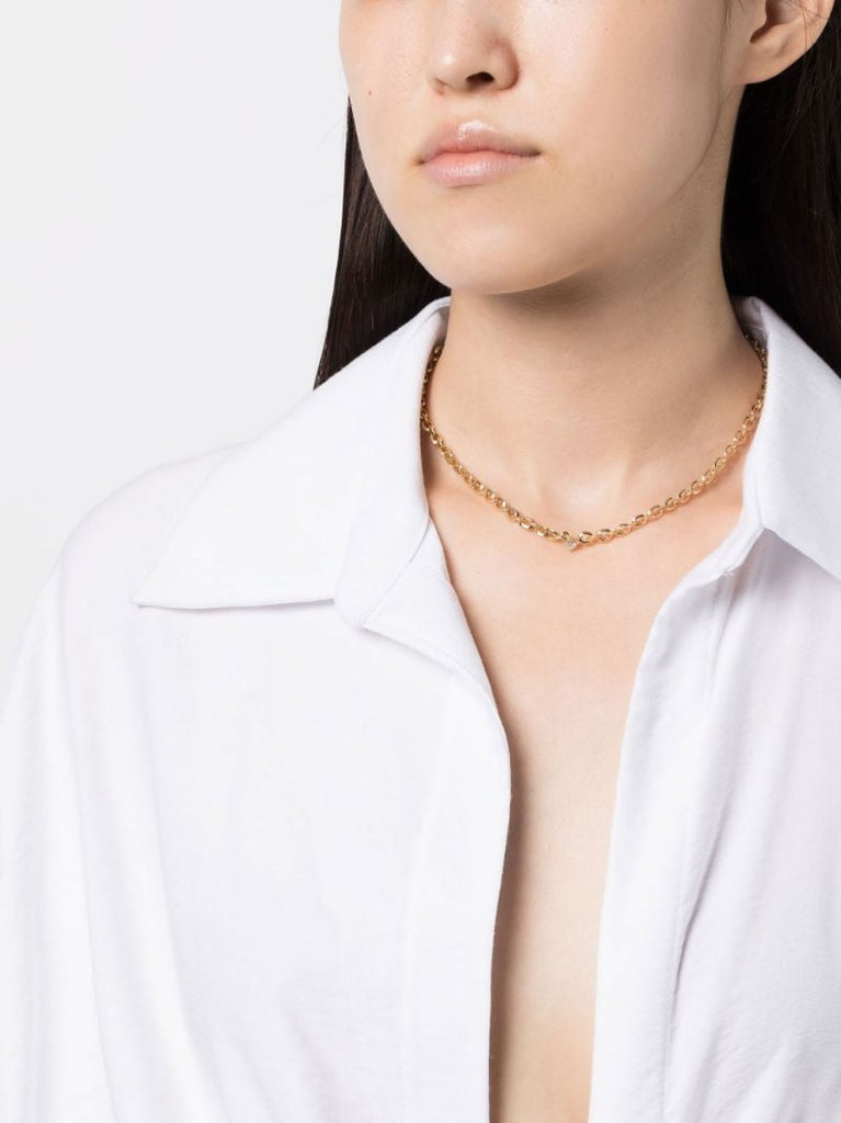 18k Yellow Gold Xs Knife Edge Diamond Necklace