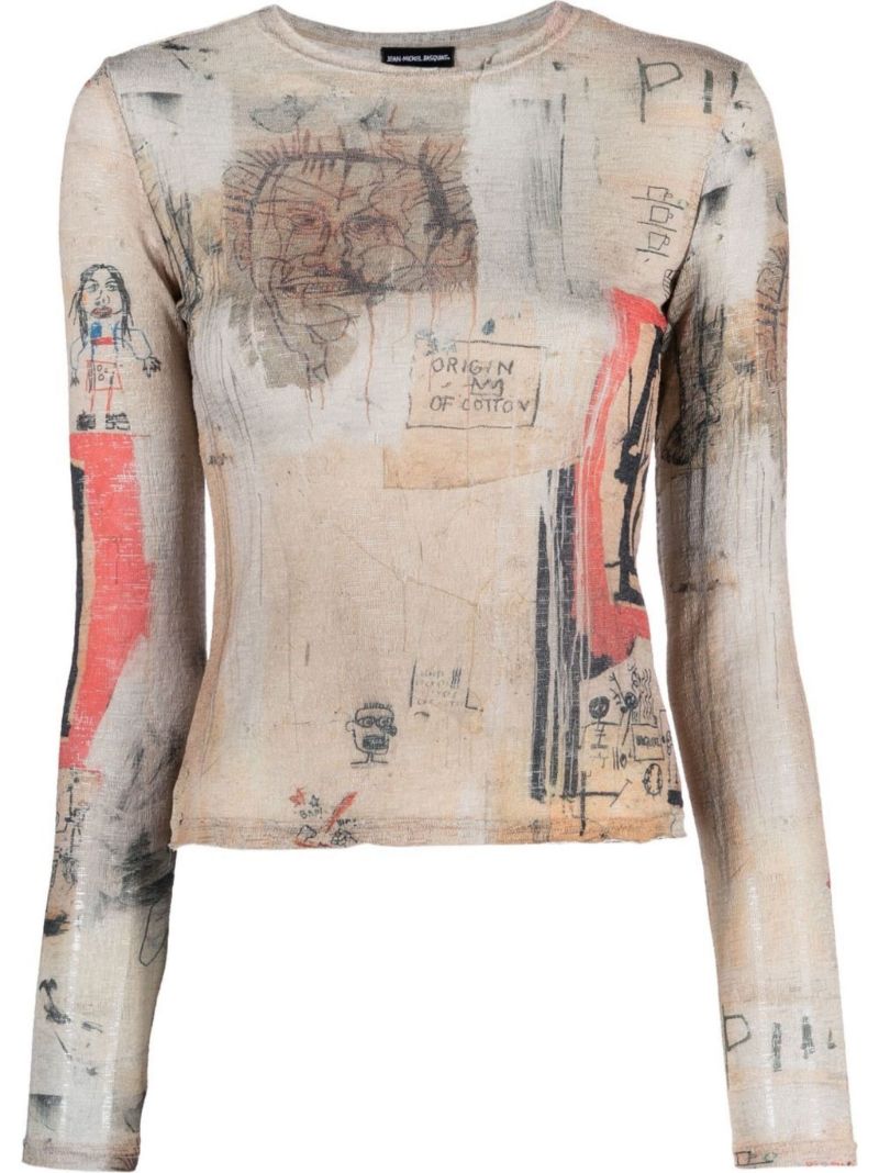 Neutral Basquiat Edition Big Shoes Printed Top