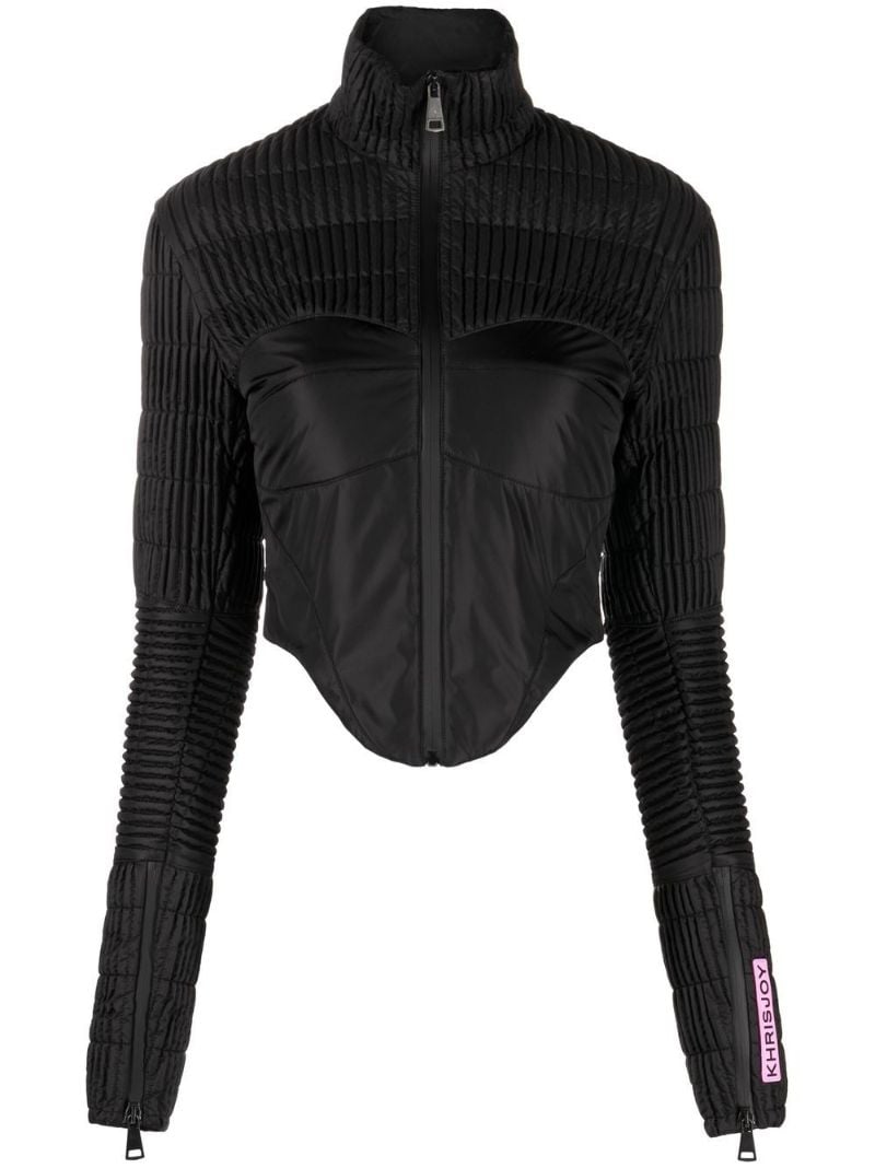 Black Quilted Cropped Ski Jacket
