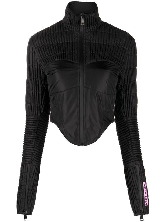 Black Quilted Cropped Ski Jacket