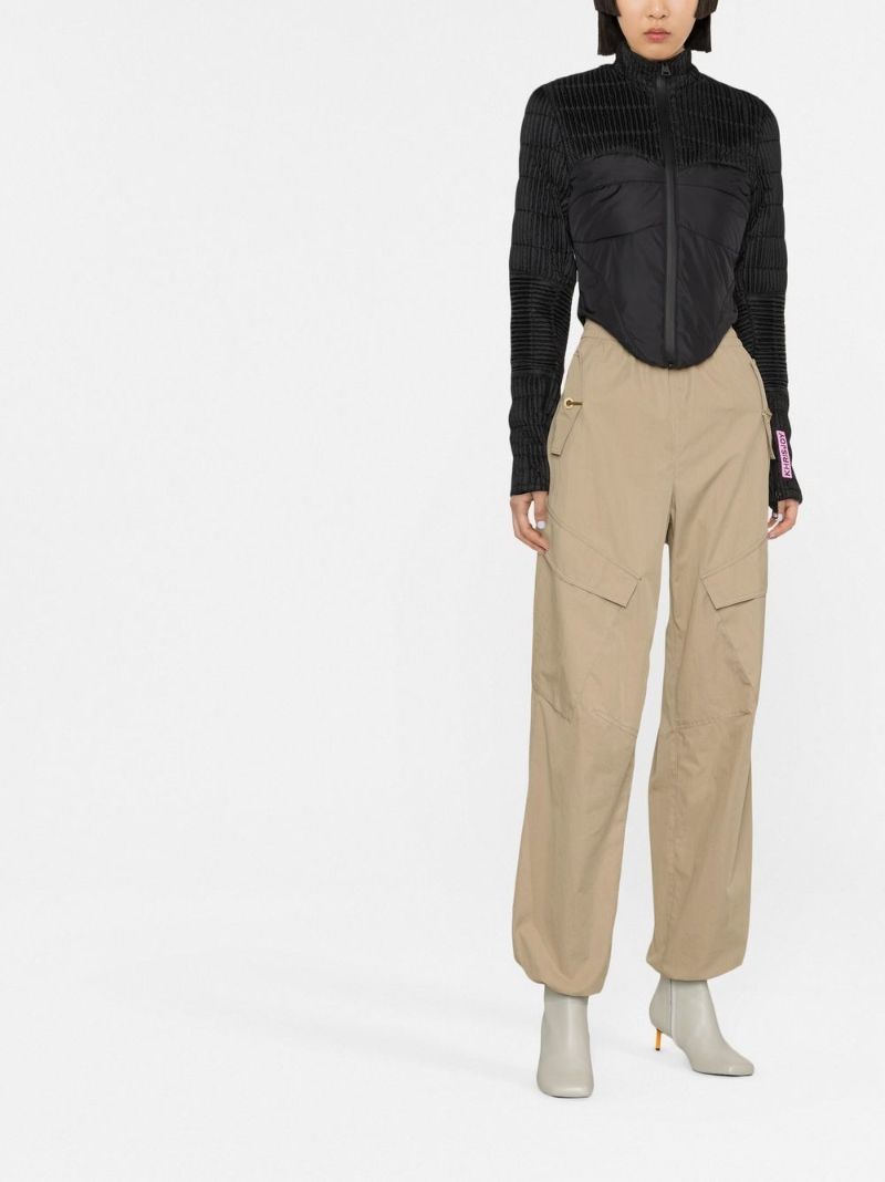 Black Quilted Cropped Ski Jacket