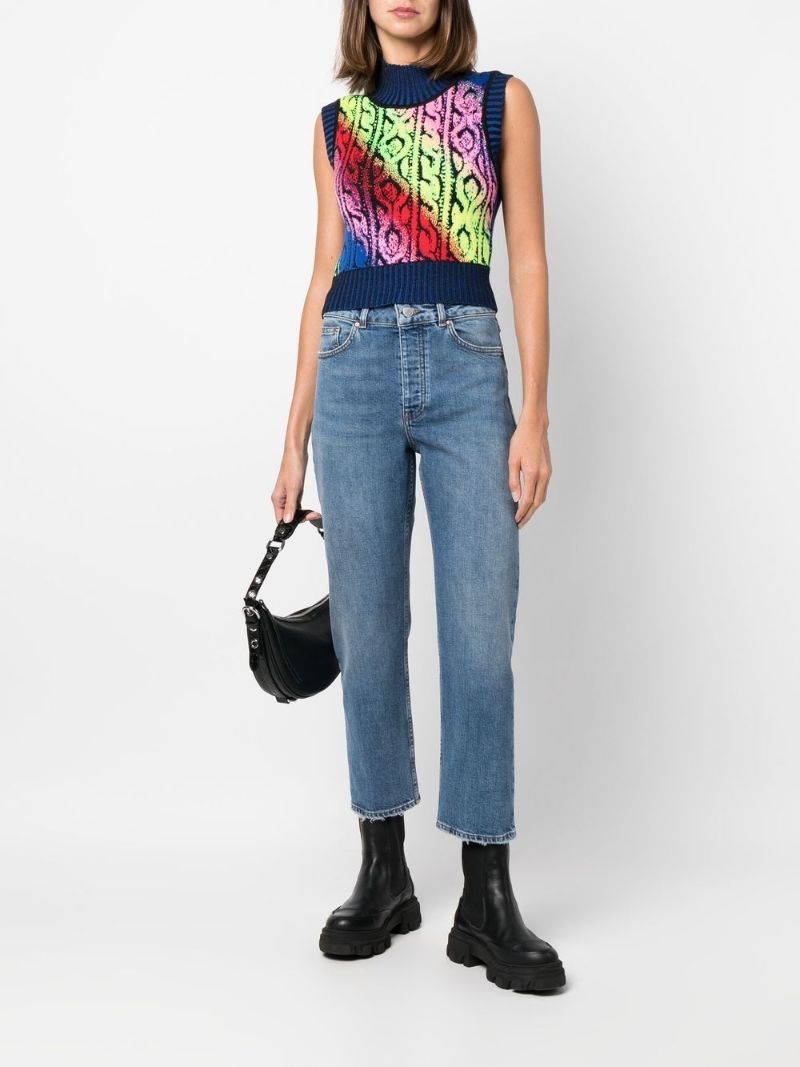 Blue Cable Jacquard Wool Vest