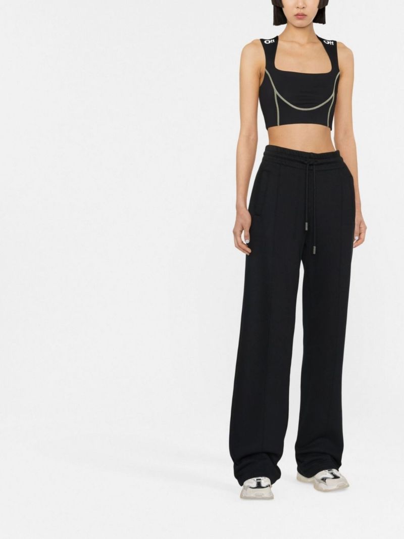 Black Contrast Stitch Sports Bra
