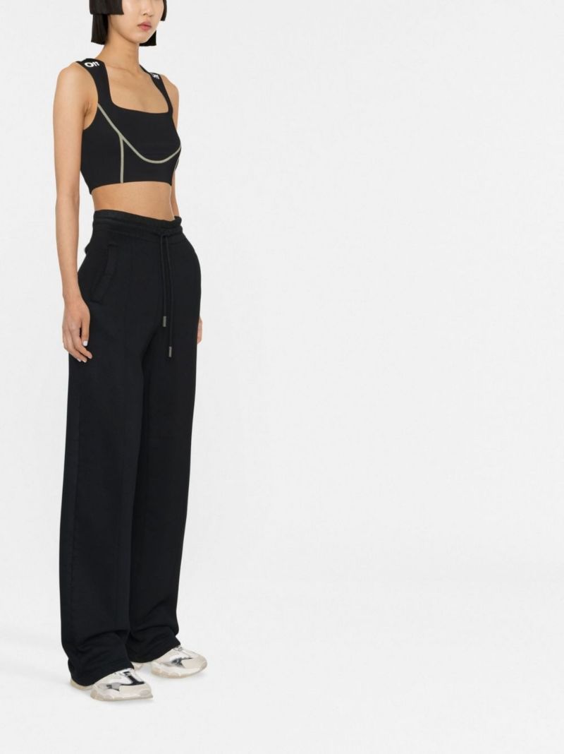 Black Contrast Stitch Sports Bra