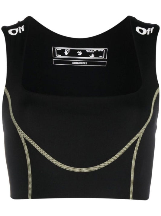 Black Contrast Stitch Sports Bra