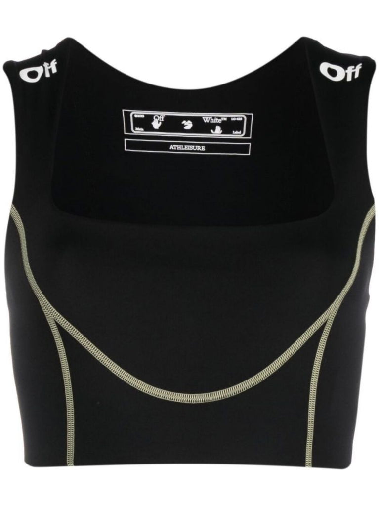 Black Contrast Stitch Sports Bra