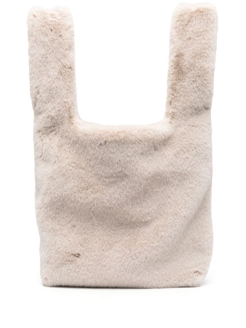 Neutral Mano Market Faux-fur Tote Bag