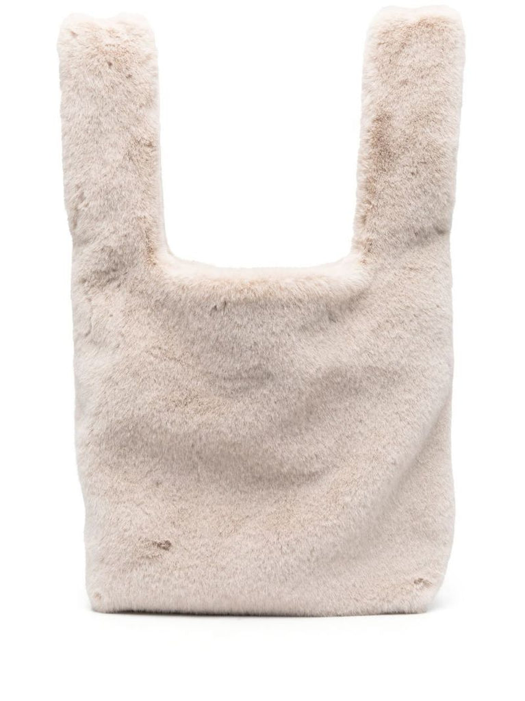 Neutral Mano Market Faux-fur Tote Bag