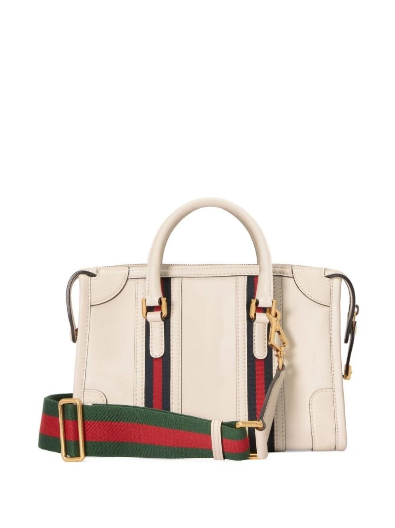 White Bauletto Medium Leather Top Handle Bag