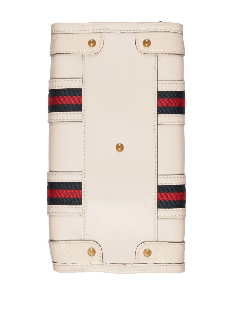 White Bauletto Medium Leather Top Handle Bag