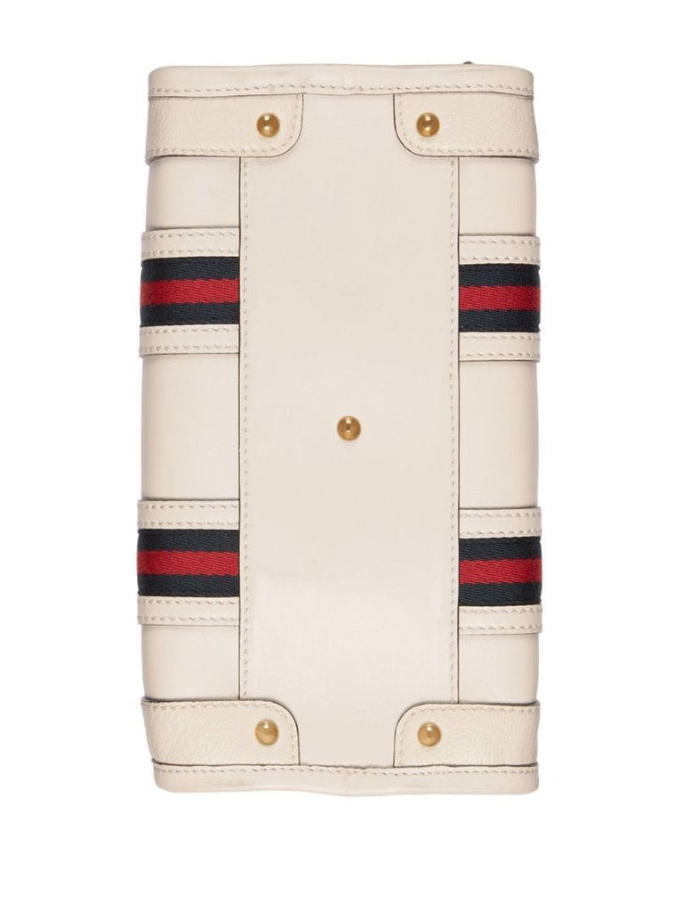 White Bauletto Medium Leather Top Handle Bag