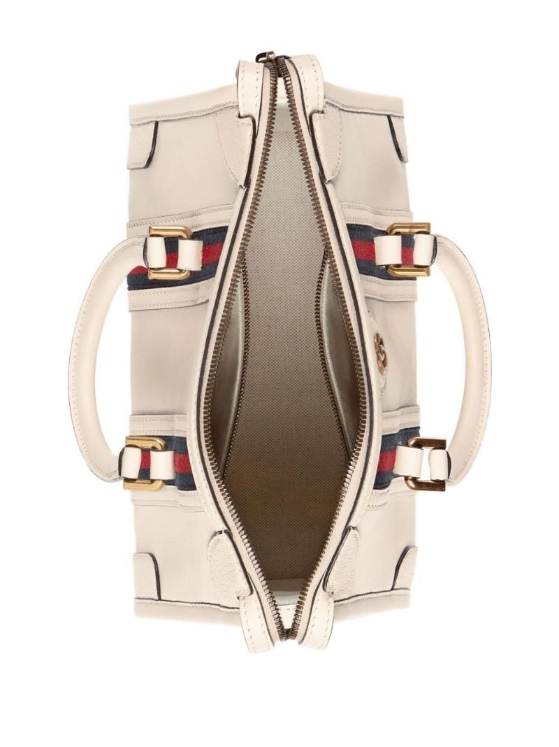 White Bauletto Medium Leather Top Handle Bag