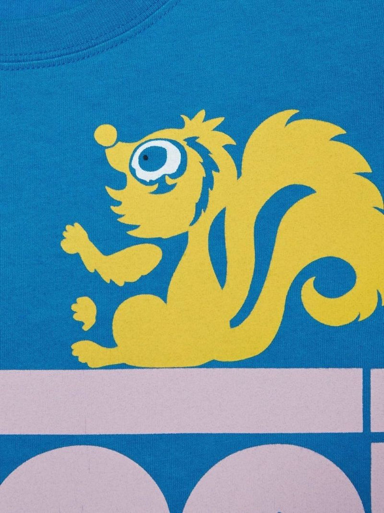 Blue Logo Print Cotton T-shirt