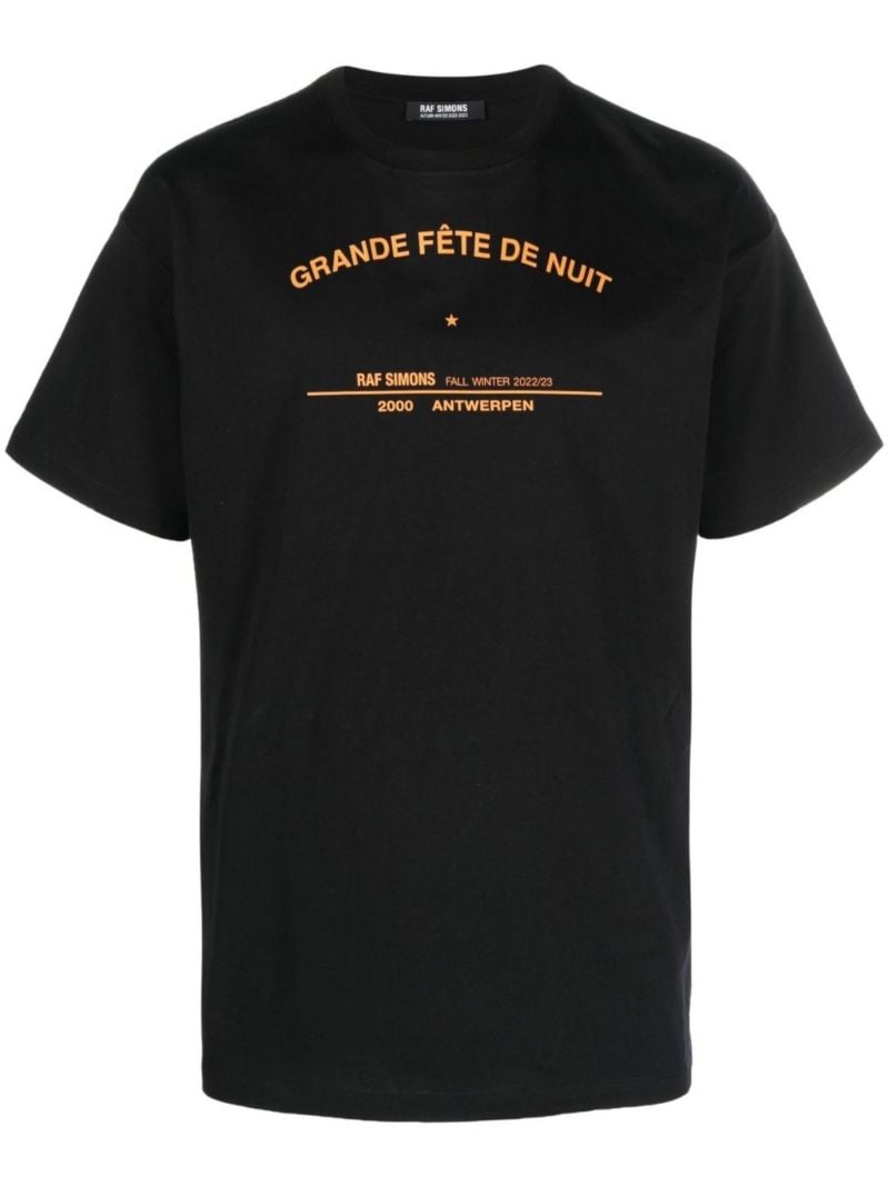 Black Slogan Print Cotton T-shirt