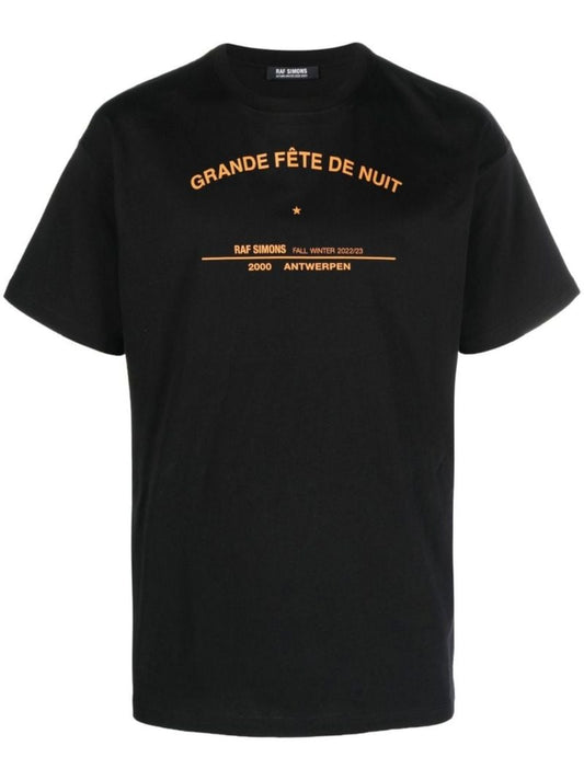 Black Slogan Print Cotton T-shirt