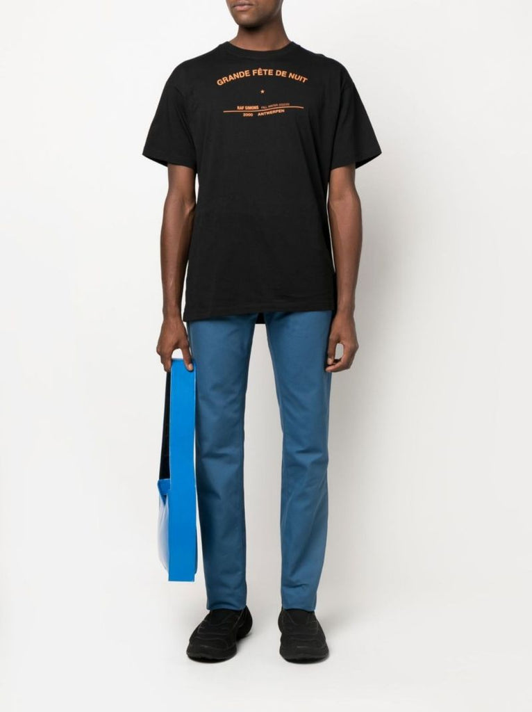 Black Slogan Print Cotton T-shirt