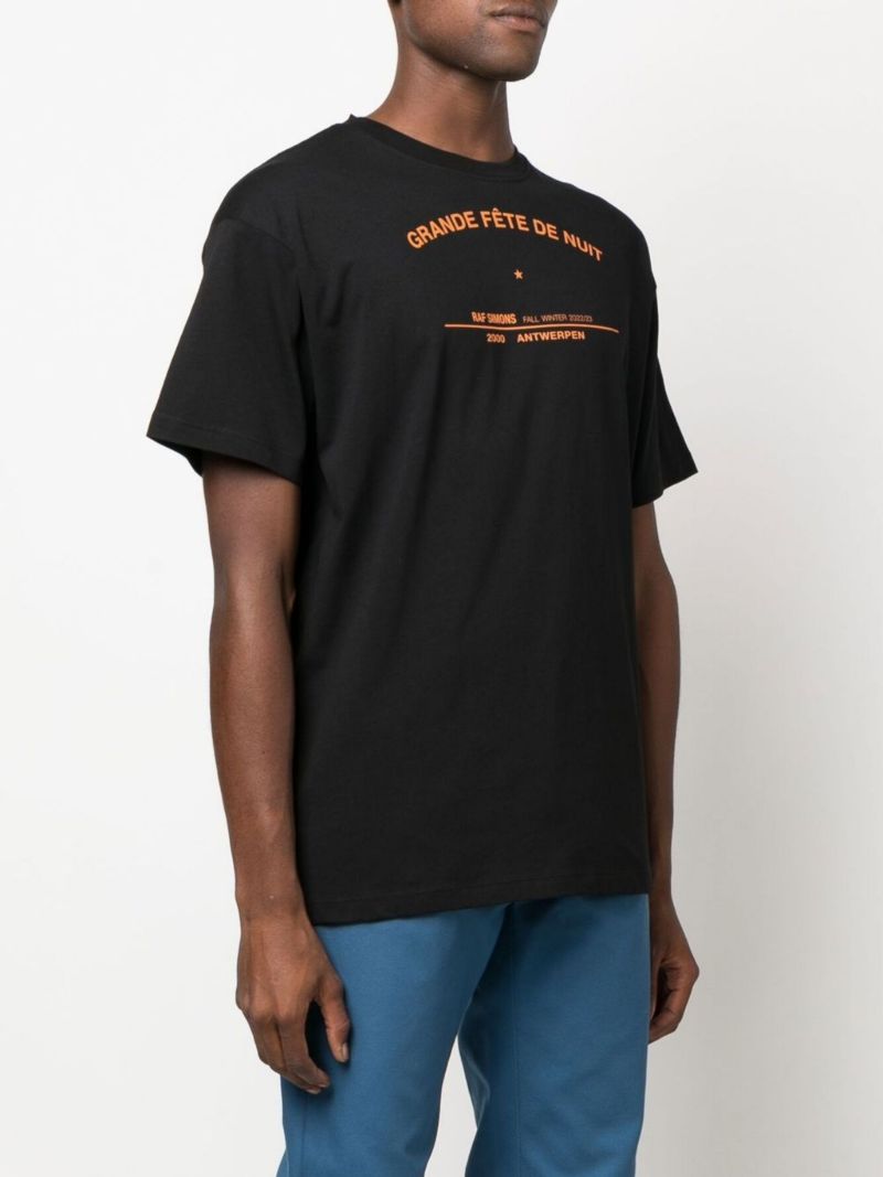 Black Slogan Print Cotton T-shirt