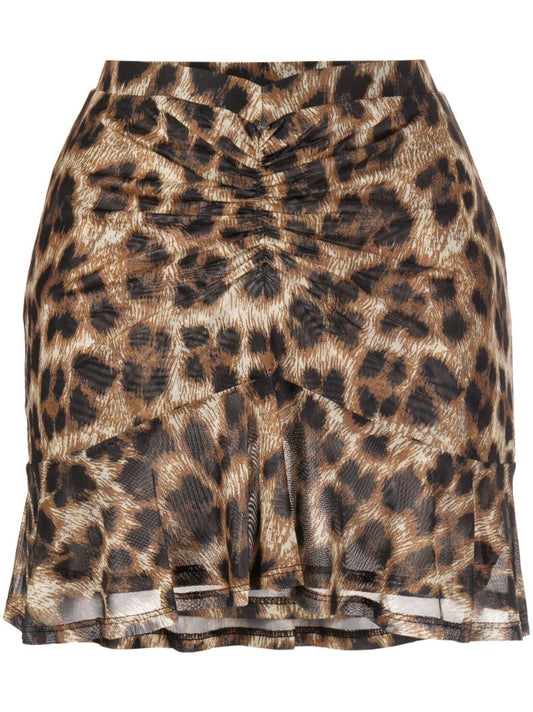 Brown Alva Leopard Print Mini Skirt