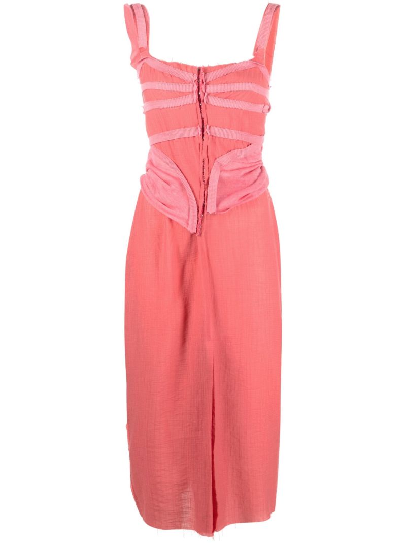 Pink Tape-trim Sleeveless Midi Dress