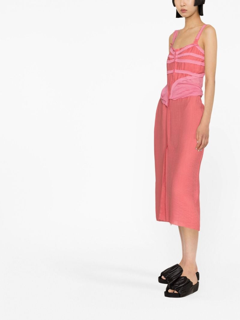 Pink Tape-trim Sleeveless Midi Dress