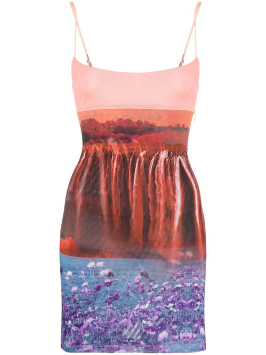Orange Anya Oasis Print Mini Dress