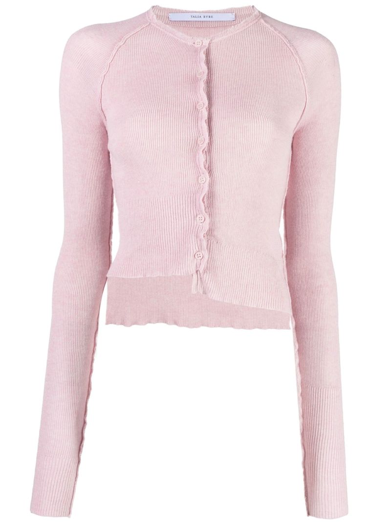 Pink Fine Knit Cotton Cardigan