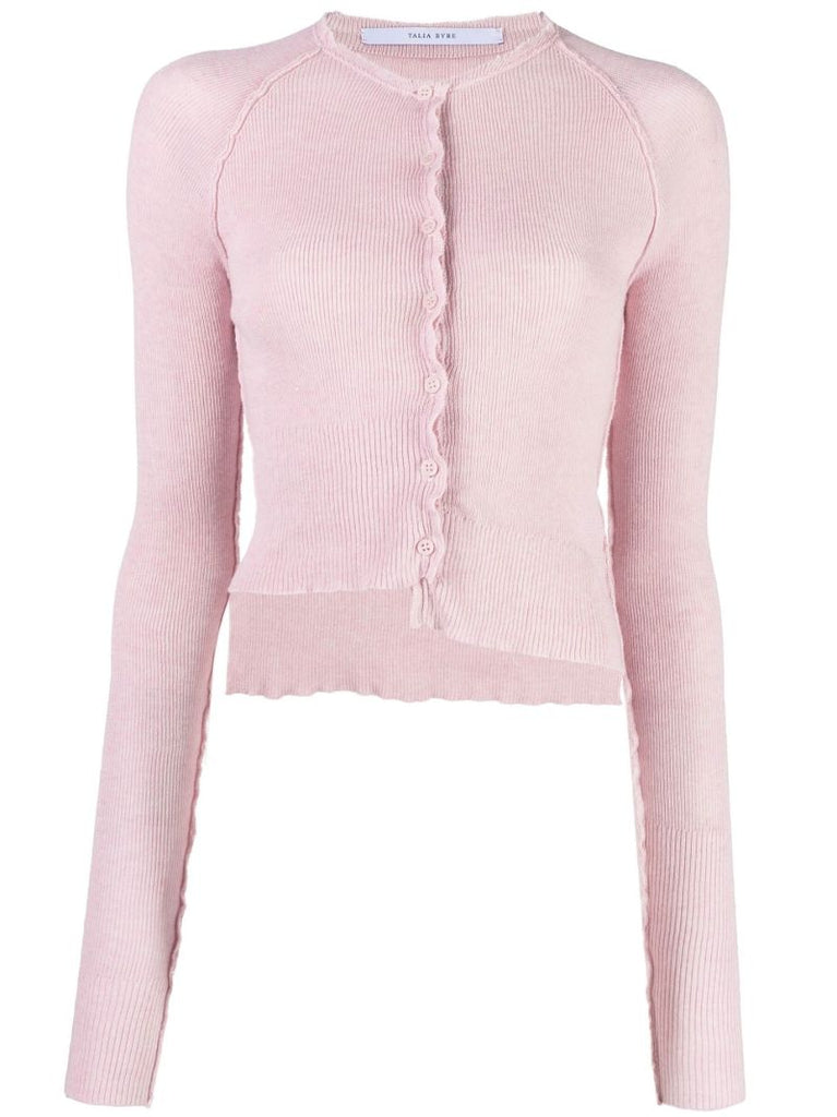 Pink Fine Knit Cotton Cardigan