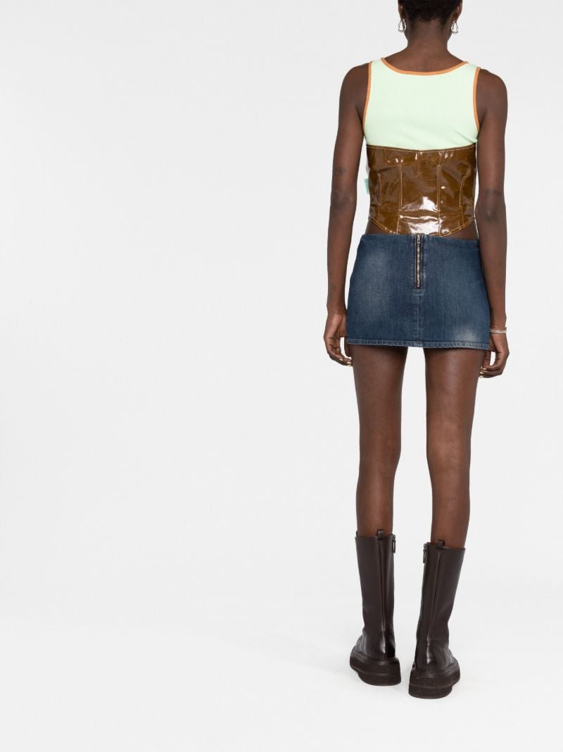 Blue Embossed Denim Skirt