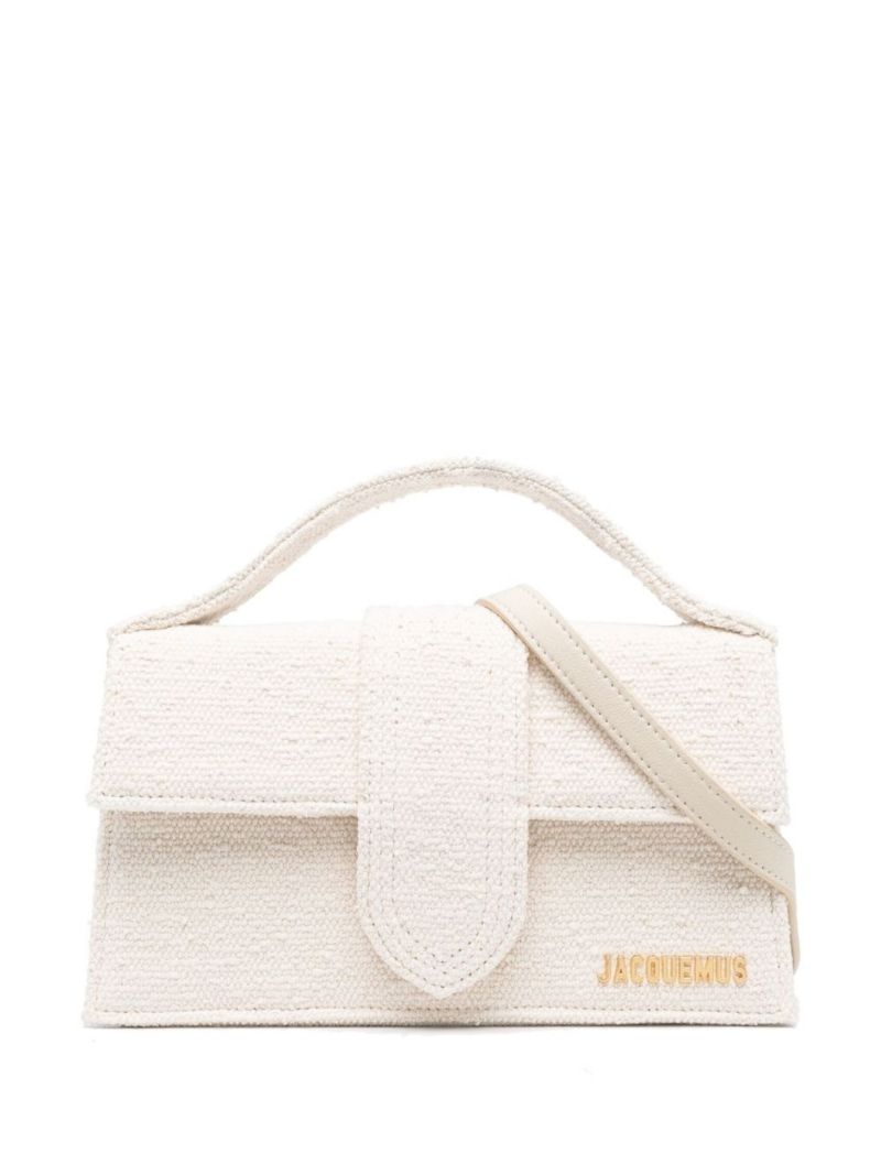 White Brown Le Grand Bambino Linen Shoulder Bag