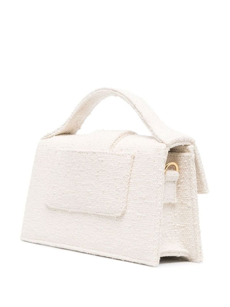 White Brown Le Grand Bambino Linen Shoulder Bag