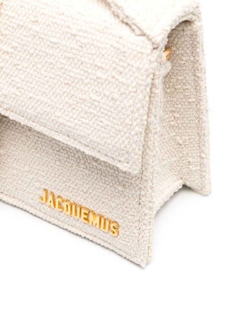 White Brown Le Grand Bambino Linen Shoulder Bag