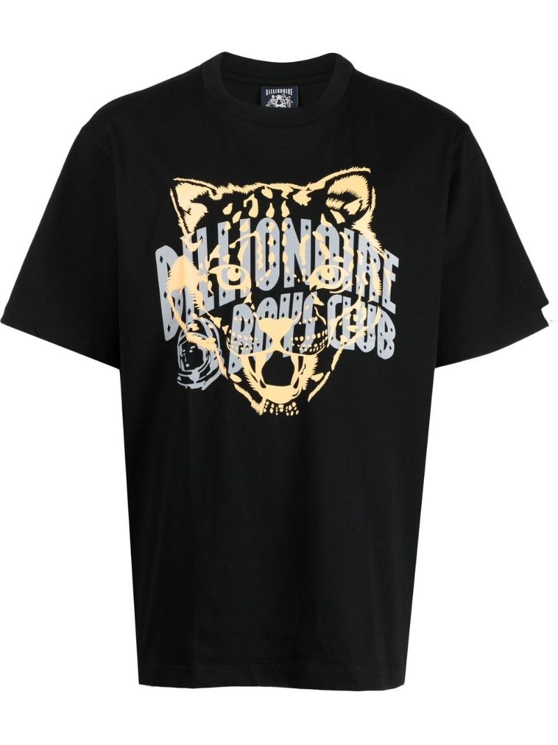 Black Leopard Head Cotton T-shirt