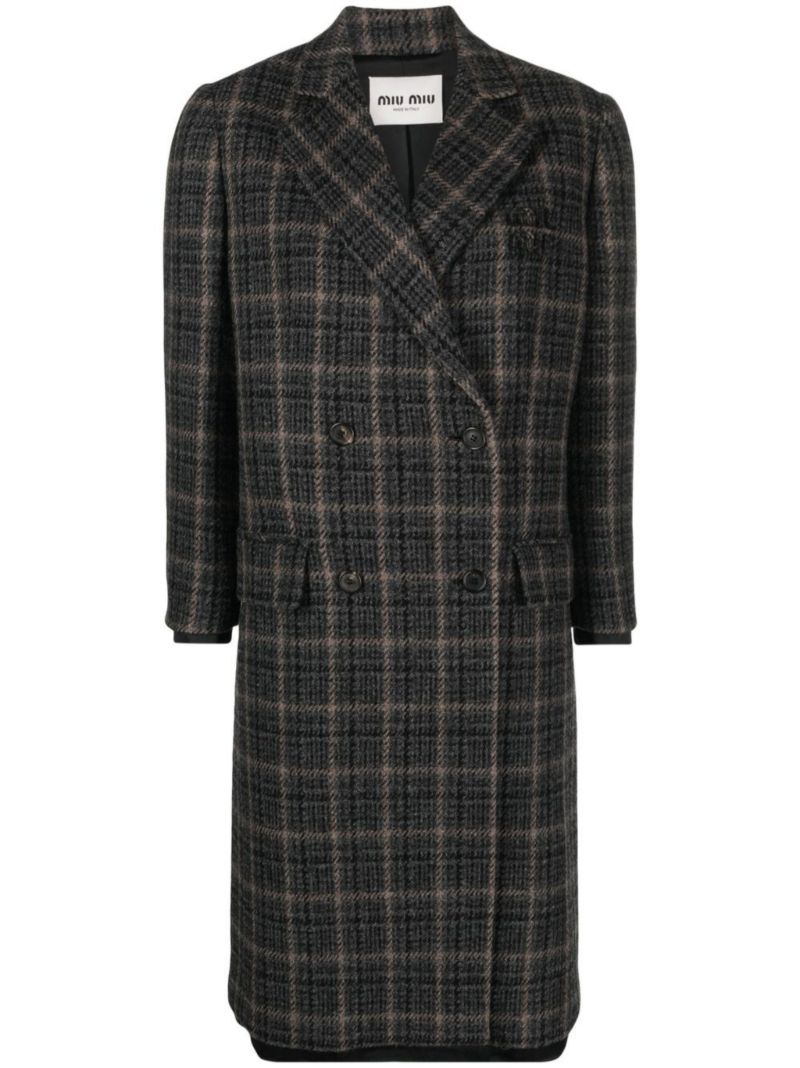 Black Checked Double-breasted Coat