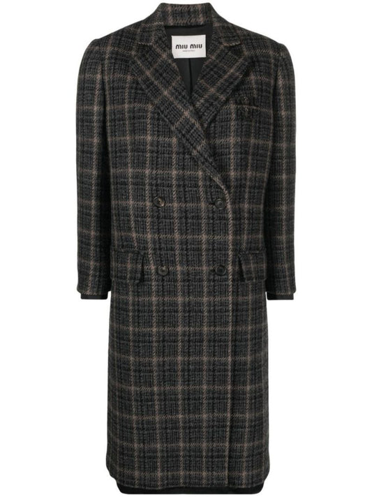 Black Checked Double-breasted Coat