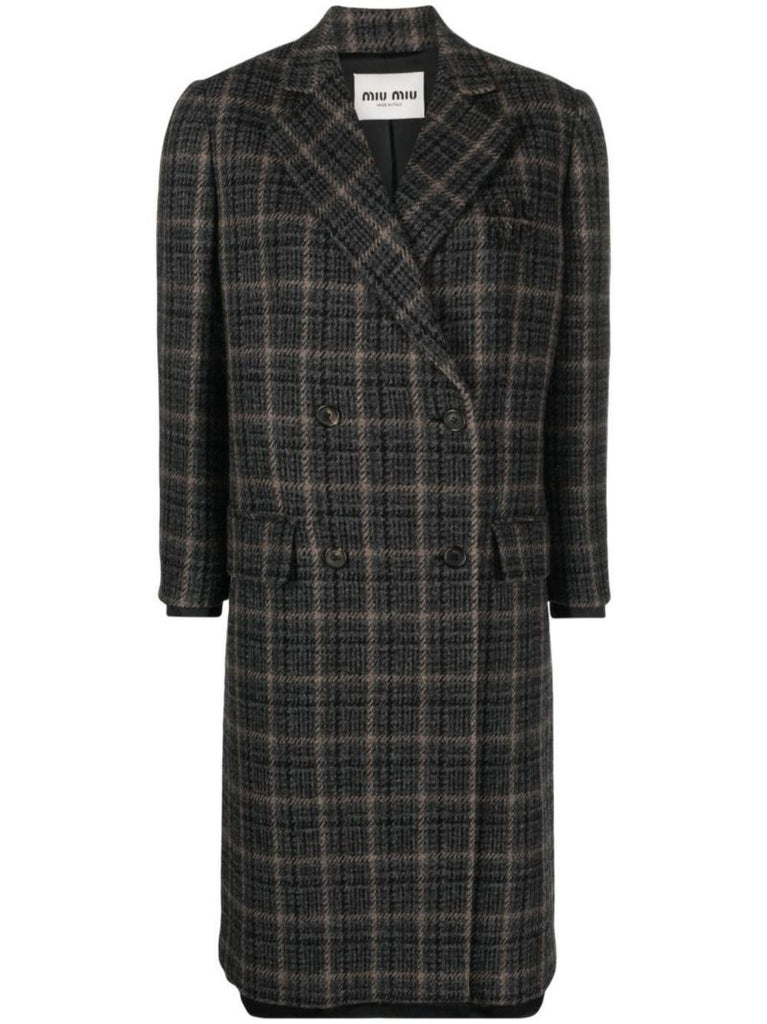 Black Checked Double-breasted Coat