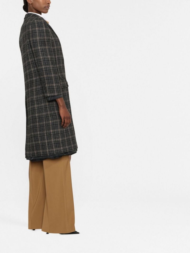 Black Checked Double-breasted Coat