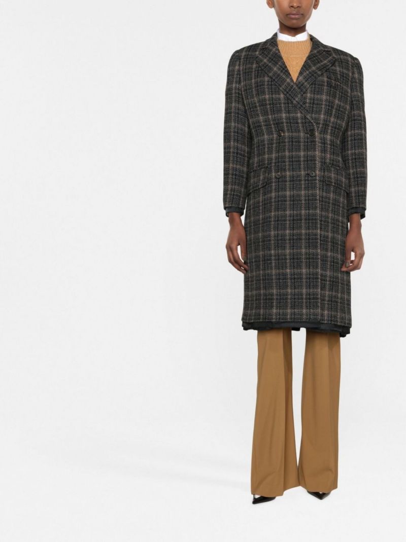 Black Checked Double-breasted Coat