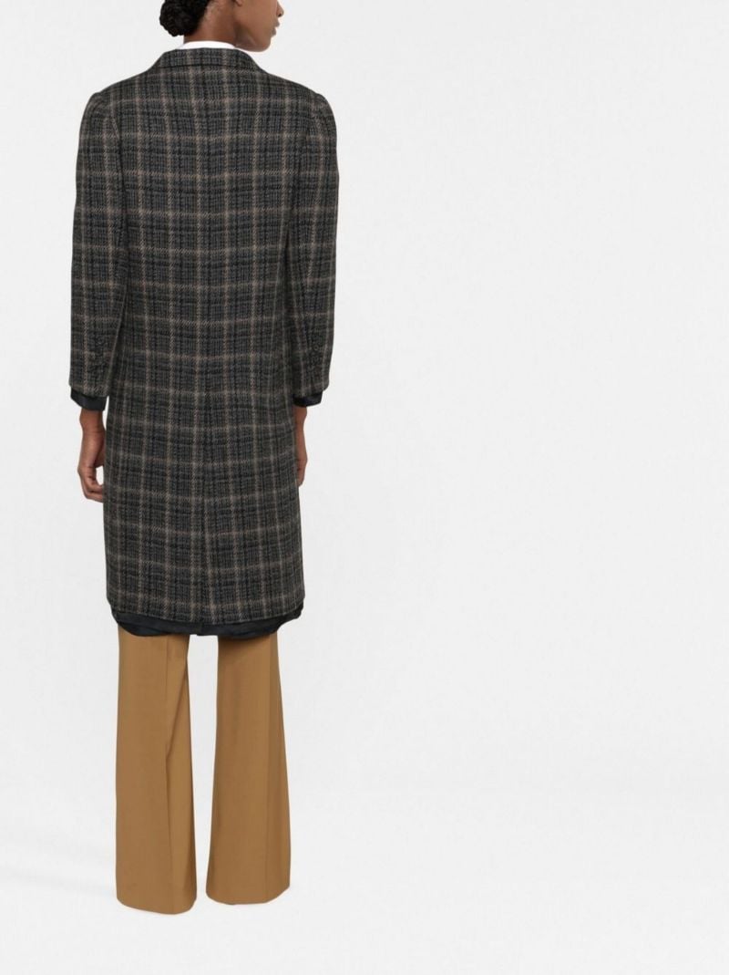 Black Checked Double-breasted Coat