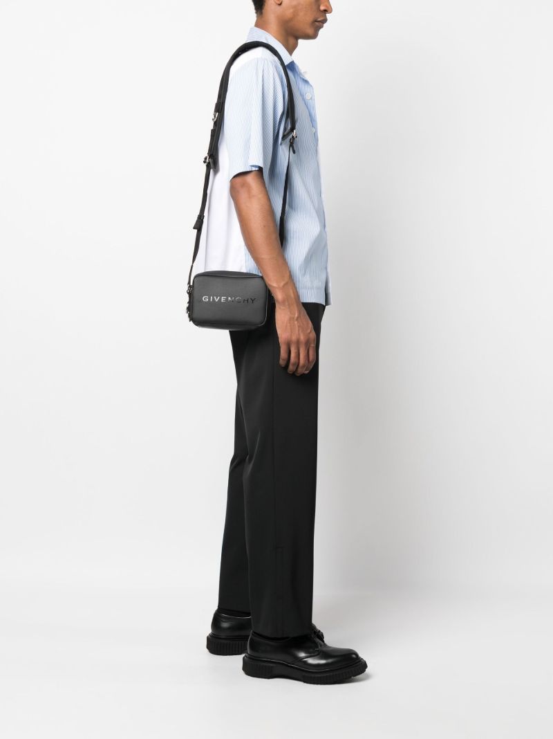 Black Logo Print Messenger Bag